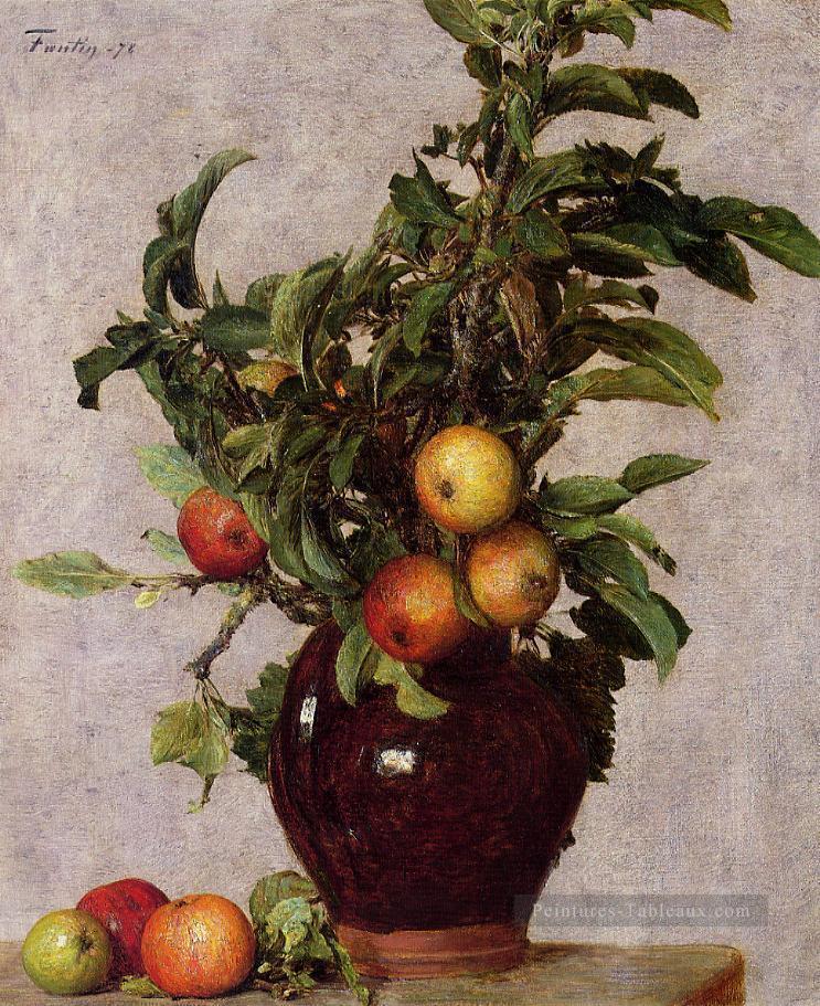 Vase aux pommes et au feuillage Henri Fantin Latour Peintures à l'huile